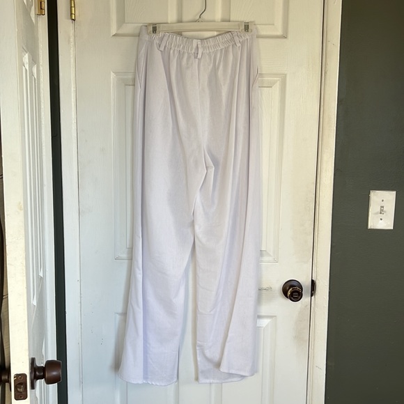 WHITE Linen / cotton blend loose slacks - Picture 4 of 4
